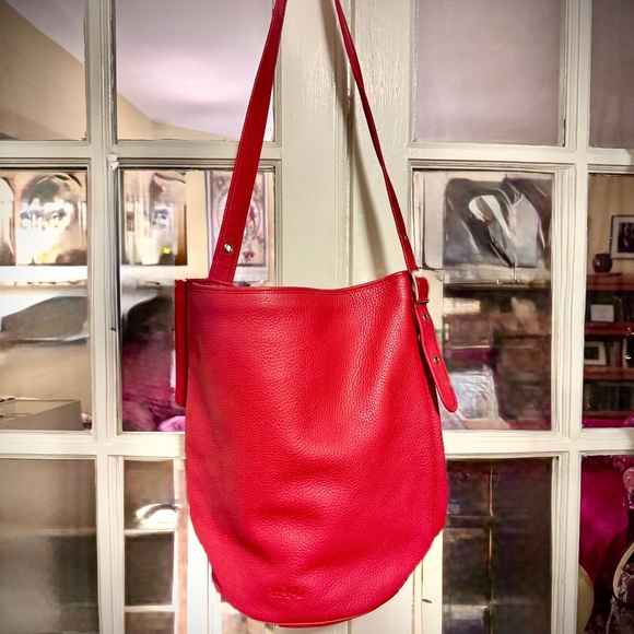 Vintage Coach Red Shoulder Bag Pebbled Leather late 1990s - Picture 1 of 11